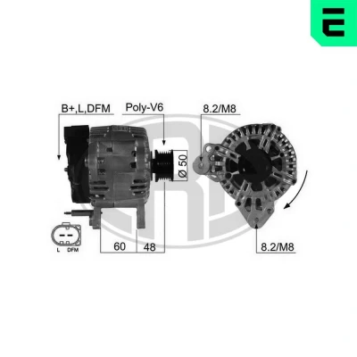 Kuva ERA 210498A Laturi 14V 110A VOLKSWAGEN: Golf 4, 5, 4 Variant, SKODA: Octavia 2 Combi, II Hatchback, Fabia 2, SEAT: Altea XL, Ibiza 3