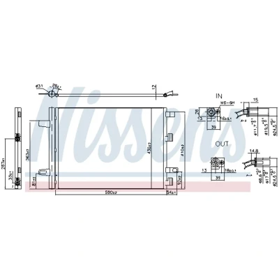 Kuva NISSENS 941194 Ilmastoinnin Lauhdutin Vedenerottimella Alumiini 590 R 134a