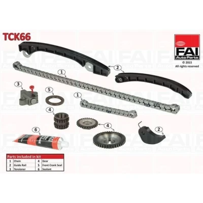 Kuva FAI AutoParts TCK66 Jakoketjusarja Tiivisteillä, Hammaspyörillä Yksinkertainen, Ketju hiljainen NISSAN: Qashqai / Qashqai+2 I, MICRA 3, 4