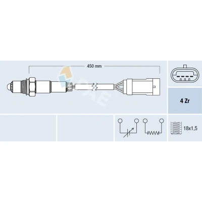 Kuva FAE 77207 Lambda Anturi Lämmitetty RENAULT: CLIO 2, TWINGO 1, 3