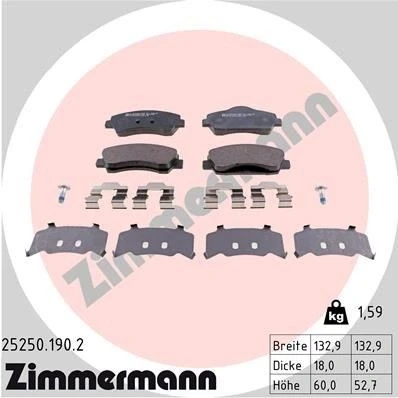 Kuva ZIMMERMANN 25250.190.2 Jarrupalat Ruuveilla Valokuva vastaa toimituslaajuutta, Jousella