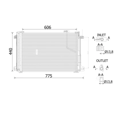 Kuva MAHLE ORIGINAL AC 786 000S Ilmastoinnin Lauhdutin Vedenerottimella 14 13,8 606 MERCEDES BENZ: C sarja T modell, W124 Sedan, Sedan