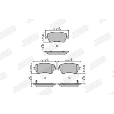 Kuva JURID 573770J Jarrupalat akustisella kulumavaroittimella Ilman tarvikkeita NISSAN: MICRA 4, Note II Hatchback