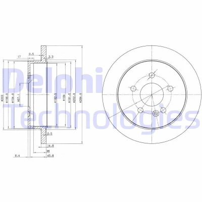 Kuva DELPHI BG3398 Jarrulevyt 285 15 5 täysi rasvattu käsittelemätön ilman pyöränlaakeria, ABS sensorirengasta MERCEDES BENZ: ML sarja