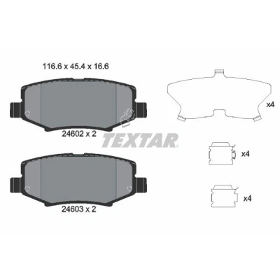 Kuva TEXTAR 2460201 Jarrupalat akustisella kulumavaroittimella Tarvikkeilla JEEP: Compass, Wrangler 3, IV, DODGE: Nitro SUV