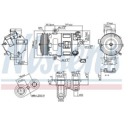 Kuva NISSENS 89400 Ilmastoinnin Kompressori 5SL12C 12 PAG 46 R 134a FIAT: BRAVO 2