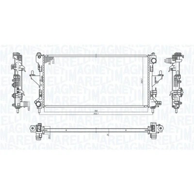 Kuva MAGNETI MARELLI 350213198200 Jäähdytin 780 378 32 Jäähdytysrivat mekaan. kiinnitetyt FIAT: Ducato III Bussi, Van, CITROËN: Jumper II Bussi