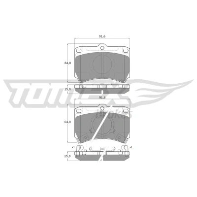 Kuva TOMEX brakes TX 11 77 Jarrupalat Etuakseli akustisella kulumavaroittimella MAZDA: FAMILIA 4, 323 II Sedan, Hatchback