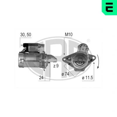 Kuva ERA 220637A Starttimoottori 12 1 9 30 50 74 TOYOTA: Yaris II Hatchback, Auris Hatchback