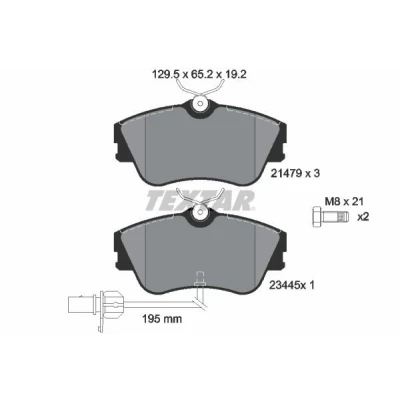 Kuva TEXTAR 2147903 Jarrupalat kulumisvaroitinkoskettimella Jarrusatulan ruuveilla VOLKSWAGEN: TRANSPORTER 4, 4 Bus