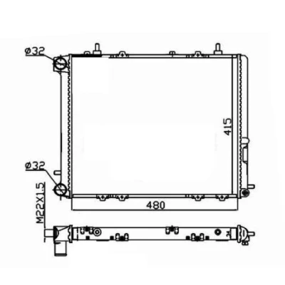 Kuva NRF 507352A Jäähdytin Alumiini 480 378 34 FULL KIT Jäähdytysrivat mekaan. kiinnitetyt RENAULT: 19 II Chamade
