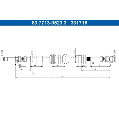 Kuva ATE 83.7713 0523.3 Jarruletku 510mm M10x1mm