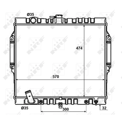 Kuva NRF 50449 Jäähdytin Alumiini 570 475 32 Jäähdytysrivat juotetut MITSUBISHI: PAJERO 2