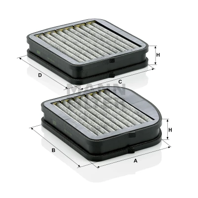 Kuva MANN FILTER CUK 22 000 2 Raitisilmasuodatin Aktiivihiilisuodatin 199, 213 217 46 MERCEDES BENZ: S sarja Sedan, E T modell, Coupe