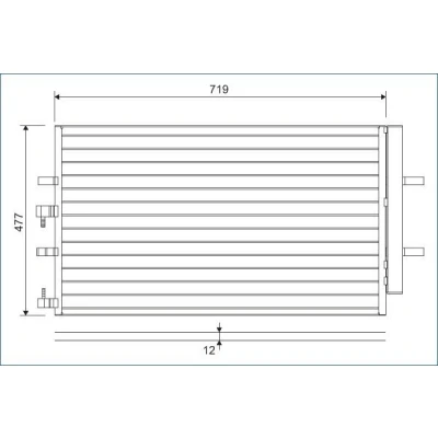 Kuva VALEO 822590 Ilmastoinnin Lauhdutin Vedenerottimella Alumiini 477 FORD: Transit V363 Van, Bussi, Tourneo Custom V362 Bussi