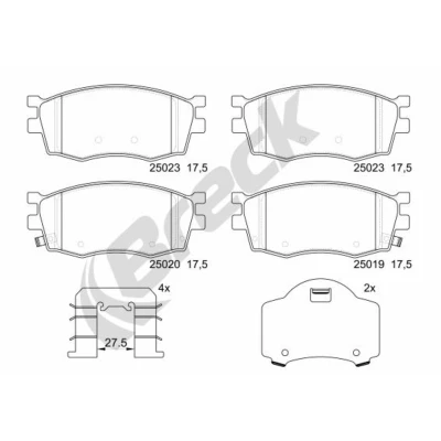 Kuva BRECK 25019 00 702 Jarrupalat akustisella kulumavaroittimella Tarvikkeilla HYUNDAI: i20 I Hatchback