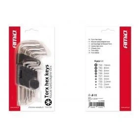 Kuva AMiO 01040 Kulmaruuviväänninsarja T10,T15,T20,T25,T27, T30,T40,T45,T50 Kromi vanadium teräs TORX 9