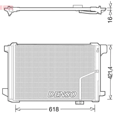 Kuva DENSO DCN17035 Ilmastoinnin Lauhdutin Vedenerottimella 618x421.4x16 R 134a 618 MERCEDES BENZ: W124 Sedan, C sarja T modell, Sedan