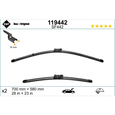Kuva Pyyhkijänsulka Swf Visioflex 119442 Edessä Rungottomat OPEL: Meriva B