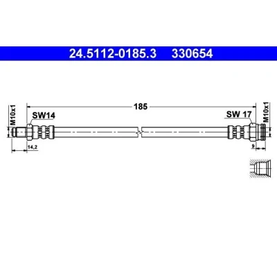 Kuva ATE 24.5112 0185.3 Jarruletku 185 M10x1 FIAT: Stilo Multi Wagon, Hatchback
