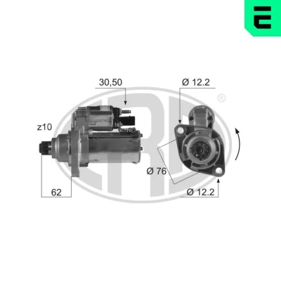 Kuva ERA 220448A Starttimoottori 12 1,1 10 VOLKSWAGEN: Golf 6, 5, Passat B6 Sedan, SEAT: Altea, Leon II Hatchback, SKODA: Octavia 2 Combi