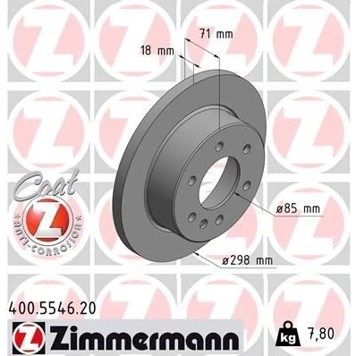 Kuva ZIMMERMANN 400.5546.20 Jarrulevyt 298 18 7/6 6 130 täysi pinnoitettu hiiliteräs MERCEDES BENZ: Sprinter 3.5 t Tourer, Van