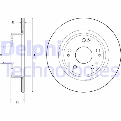 Kuva DELPHI BG4801C Jarrulevyt 282 9 5 täysi pinnoitettu käsittelemätön ilman pyöränlaakeria, ABS sensorirengasta HONDA: HR V II