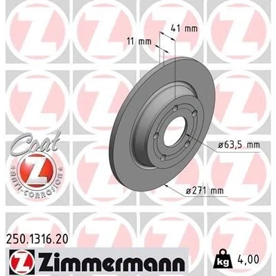 Kuva ZIMMERMANN 250.1316.20 Jarrulevyt 271 11 5/5 5 108 täysi pinnoitettu FORD: Focus Mk4 Hatchback