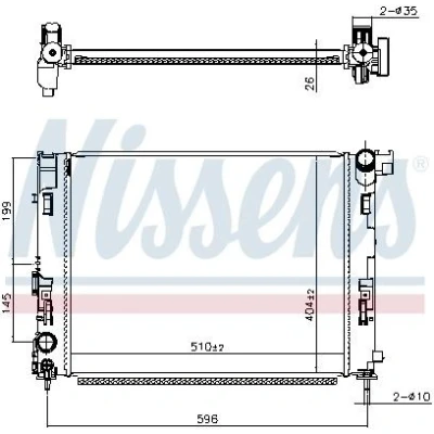 Kuva NISSENS 607086 Jäähdytin Alumiini 510mm 404mm 26mm Ilman tiivisteitä kantta, nestesäiliötä Jäähdytysrivat juotetut