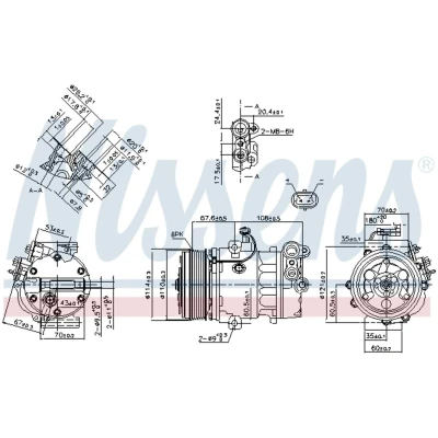Kuva NISSENS 890388 Ilmastoinnin Kompressori SD6V10 12 PAG 46 R 134a SUZUKI: SWIFT 3