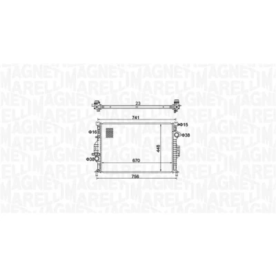 Kuva MAGNETI MARELLI 350213157700 Jäähdytin 670 448 23 Jäähdytysrivat mekaan. kiinnitetyt VOLVO: V70 2, S80 II, XC60 I, FORD: S Max Mk1, FOCUS 3 Turnier