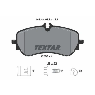 Kuva TEXTAR 2280201 Jarrupalat Kulumisenilmaisemelle Jarrusatulan ruuveilla Tarvikkeilla VOLKSWAGEN: Crafter Van, Amarok Pick up, Bussi