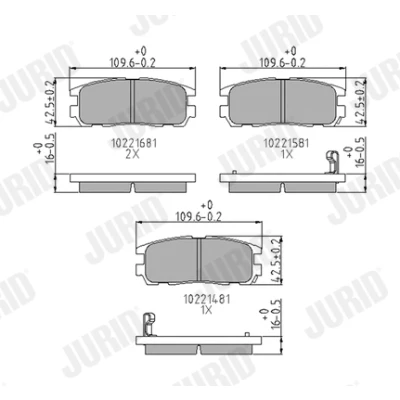 Kuva JURID 572221J Jarrupalat akustisella kulumavaroittimella Ilman tarvikkeita OPEL: Frontera B SUV, A Sport SUV Cabriolet,