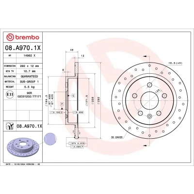 Kuva BREMBO Jarrulevy OPEL: Insignia A Sports Tourer, Hatchback, Sedan, CHEVROLET: Malibu VIII 08.A970.1X 13501289,23118537,13501313