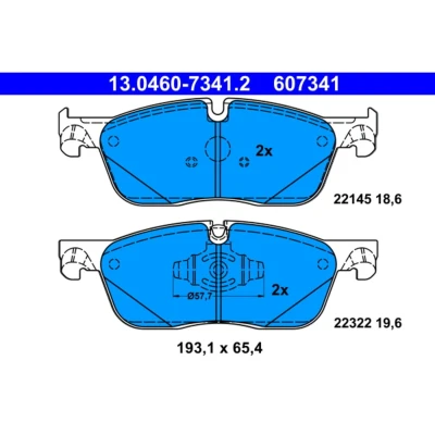 Kuva ATE 13.0460 7341.2 Jarrupalat Kulumisenilmaisemelle, Ilman kulumisenilmaisinta JAGUAR: F Pace, XF Sedan, LAND ROVER: Range Rover Velar