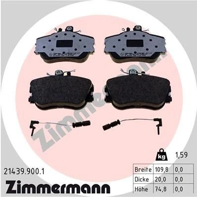 Kuva ZIMMERMANN 21439.900.1 Jarrupalat Sis. kulumisenilmaisimen Valokuva vastaa toimituslaajuutta MERCEDES BENZ: C sarja Sedan, T modell