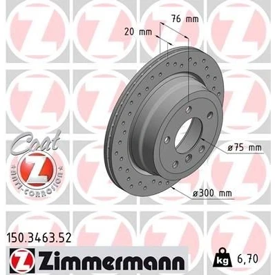 Kuva ZIMMERMANN SPORT COAT Z 150.3463.52 Jarrulevyt 300 20 6/5 5 120 tuuletettu sisältä, reijitetty pinnoitettu hiiliteräs BMW: 1 Coupe, Cabriolet
