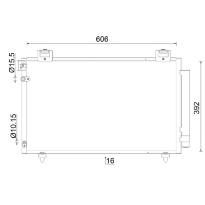 Kuva MAHLE ORIGINAL AC 831 000S Ilmastoinnin Lauhdutin Vedenerottimella 16mm 10,15mm 606mm TOYOTA: Avensis II Station Wagon, Sedan