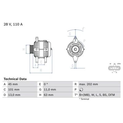 Kuva BOSCH 0 986 049 360 Laturi 28V 110A VOLVO: FH 12