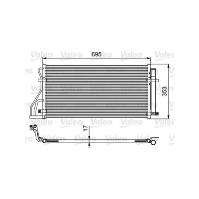 Kuva VALEO 814488 Ilmastoinnin Lauhdutin Vedenerottimella 14mm 9mm Alumiini 670mm R134a KIA: Carens III (UN) 1.6 CVVT, 2.0 CVVT 2006