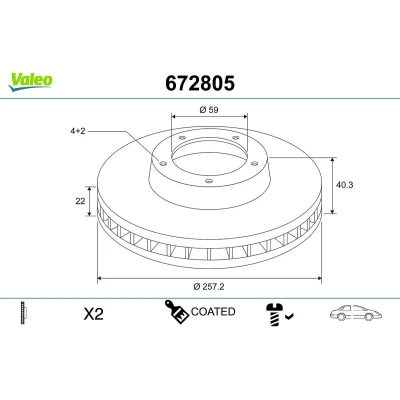 Kuva VALEO Jarrulevy FIAT: 500 Hatchback, Punto II Stilo ALFA ROMEO: MiTo, 155, CITROËN: Nemo Van 672805 46401356,46831041,71739640