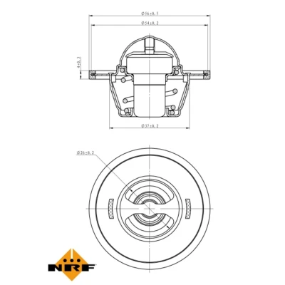 Kuva NRF 725016 Termostaatti 92 Tiivisterenkaalla Ilman koppaa FORD: KA Hatchback