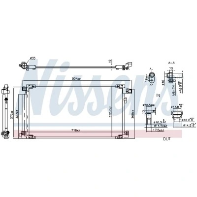 Kuva NISSENS 941190 Ilmastoinnin Lauhdutin Vedenerottimella Alumiini 718 R 134a