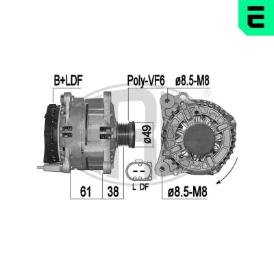 Kuva ERA 209499A Laturi 14V 140A SKODA: Octavia 2 Combi, II Hatchback, Yeti, VOLKSWAGEN: Golf 6, Caddy 3, OPEL: Corsa D Hatchback