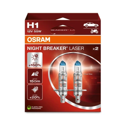 Kuva Halogeenipolttimo Osram Night Breaker Laser H1 P14.5s, Universal 1982376