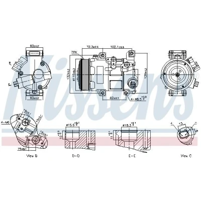 Kuva NISSENS 89516 Ilmastoinnin Kompressori 5SE12C 12 PAG 46 R 134a TOYOTA: Avensis III Farmari, Verso, RAV4 SUV