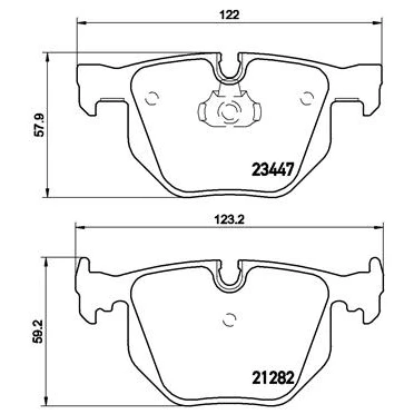 Kuva BREMBO P 06 029 Jarrupalat Kulumisenilmaisemelle Männän lukoilla Ilman tarvikkeita BMW: 7