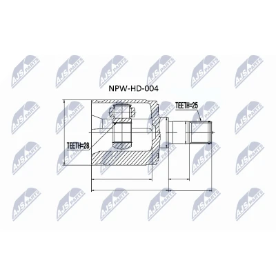 Kuva NTY NPW HD 004 Vetonivel Etuakseli, oikea, vasen, Vaihteiston puoli, Pyörän puoli HONDA: CIVIC 6 Stufenheck, Hatchback