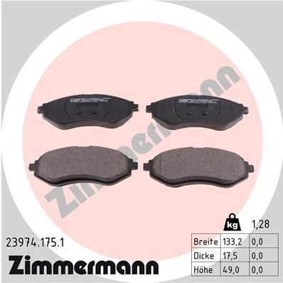 Kuva ZIMMERMANN 23974.175.1 Jarrupalat Valokuva vastaa toimituslaajuutta CHEVROLET: Aveo / Kalos Sedan, Hatchback, Hatchback