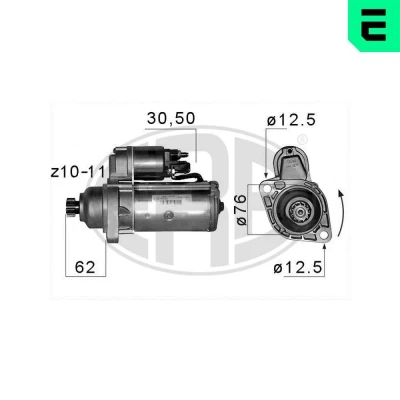 Kuva ERA 220141A Starttimoottori 12 2 VOLKSWAGEN: Golf 4, 4 Variant, 5, AUDI: A3 Hatchback, TT Coupe, SKODA: Octavia 1 Combi, Fabia I Sedan